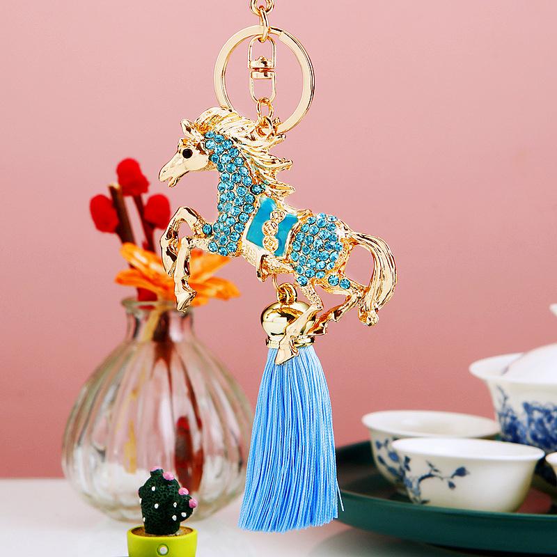Новогодний Знак Зодиака Лошадь Брелок/Подвеска для Сумки/Брелок Со Стразами синий