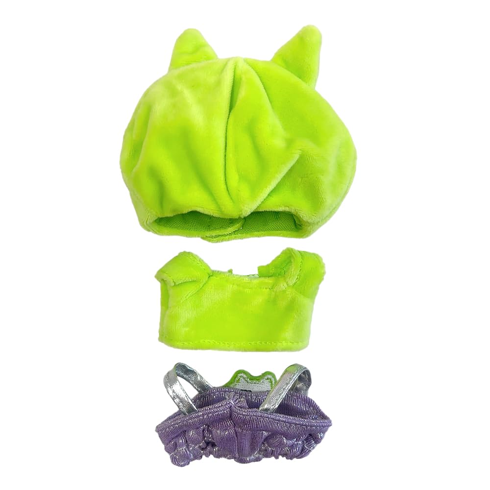 Kigurumi Cap, Shirt, and Overalls Set [Alien] for 10cm Plush Toy, Kigurumi Accessories, Otaku Activities, Doll Mascot, Kpopdoll Costume [Used]