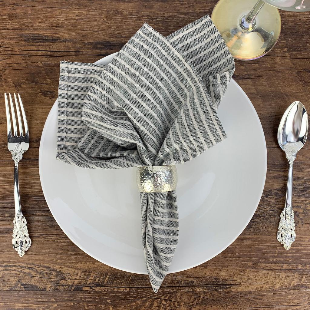 Plain Striped Linen Cotton Blended Dinner Cloth Napkins Reusable Tea Towels 1pc  (40 X 30 Cm) for Events & Home Washable