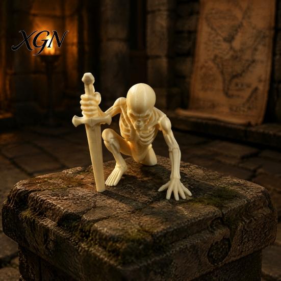 Mysterious Room Ornament 3D Printed Skeleton Figurine with Swords, Creative Desktop Ornament, Gifts for Friends Swords Statue Home Office Halloween