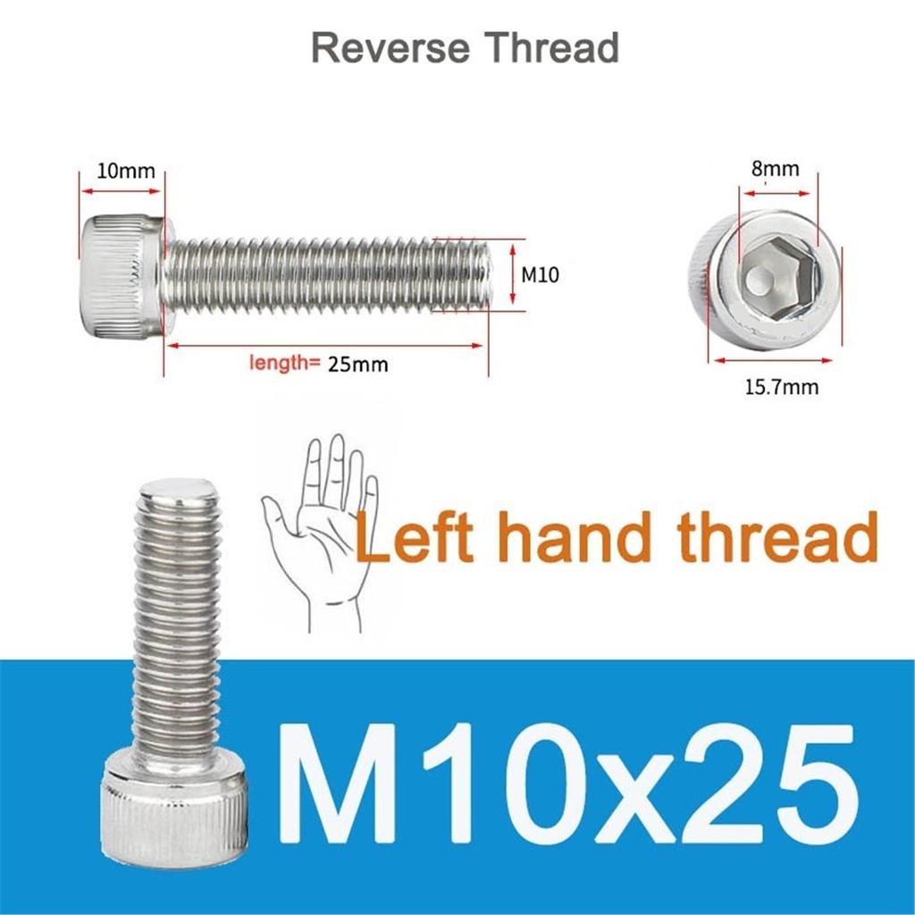 2pcs Stainless Steel Hex Bolt M8 M10 Reverse Thread Motorcycle