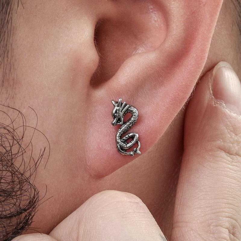 1 Pair New Style Gothic Dumbbell Stud Earrings For Men/Women Stainless Steel Punk Piercing Jewelry