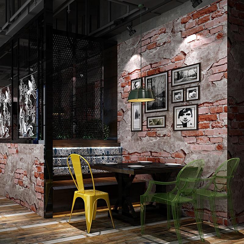3D Brick Non-woven Wallpaper Retro Brick Stone Wallpaper Industrial Wind Loft Coffee Background Wall Decor