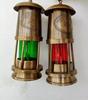 Brass Port & Starboard Ship Lanterns | Nautical Oil Lamps | Red, Green Lenses | Vintage Replica Maritime Boat Light for Christmas Gift