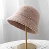 High Quality Exquisite Small Standard Solid Color Basin Hat Plush Lamb Wool Warm Fisherman Hat Children Autumn and Winter Bucket Hat