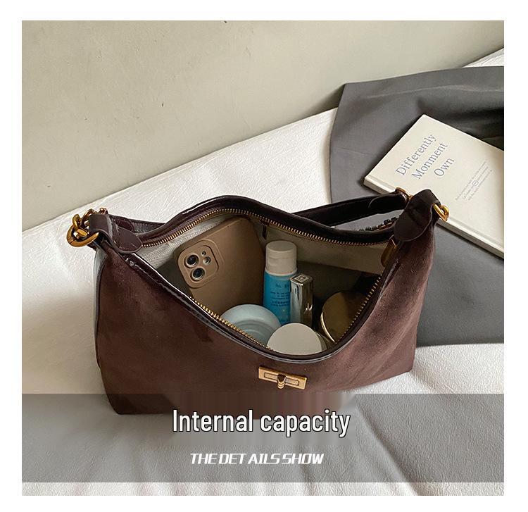 2025 Suede Retro Velvet Women's Crossbody Shoulder Bucket Bag - Large Capacity, Chain Strap, Autumn/Winter Collection