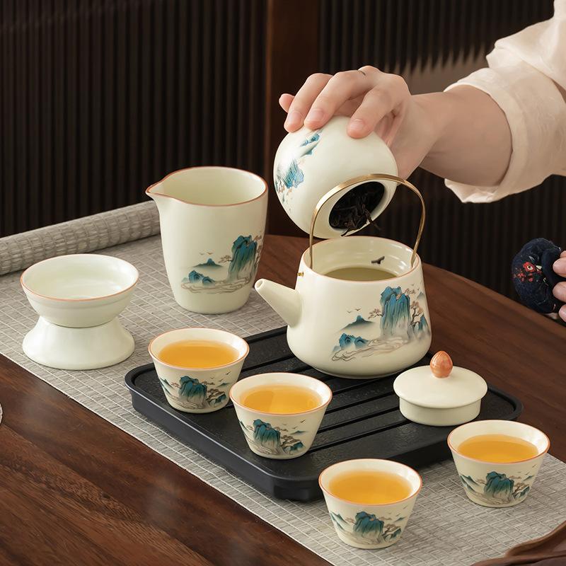 Ru Kiln Travel Set Ceramic Kuaike Cup Portable One Pot Four Cups Company Business Companion Gift Festival