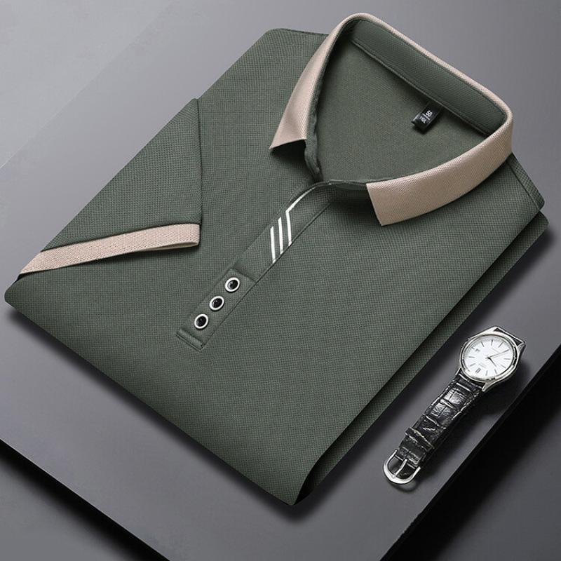 Men'S Short-Sleeve T-Shirt Summer Scissor Collar Casual Youth Men'S Solid Color Half-Sleeve Polo Shirt