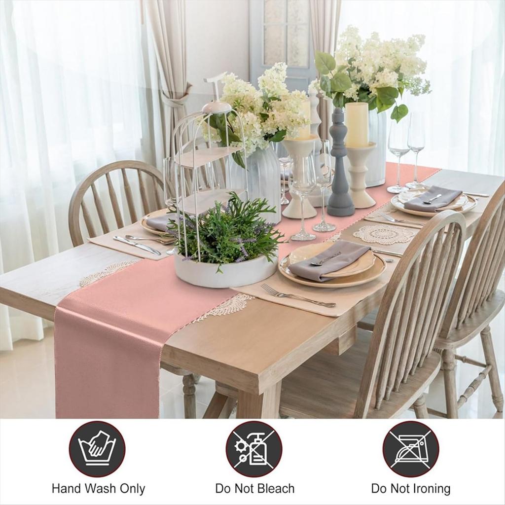 BHBL Rose Gold Table Runner 12x108 Inch 10 Pack Satin Table Runners, Smooth Table Runner for Party Wedding Banquets Birthday