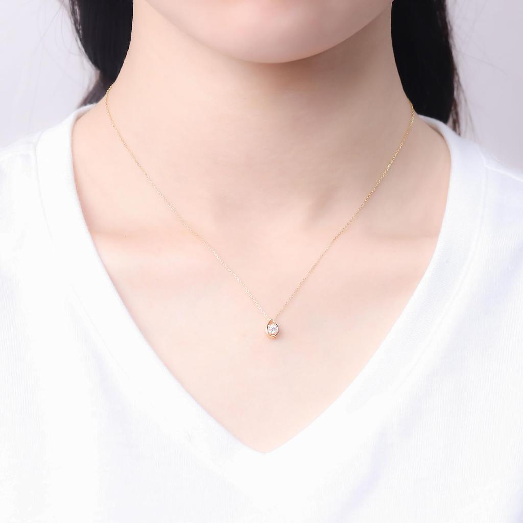 Estelle Silver Yellow Gold Plated Cubic Zirconia Drop Necklace (Web Exclusive) 0773-0831-0019-0000