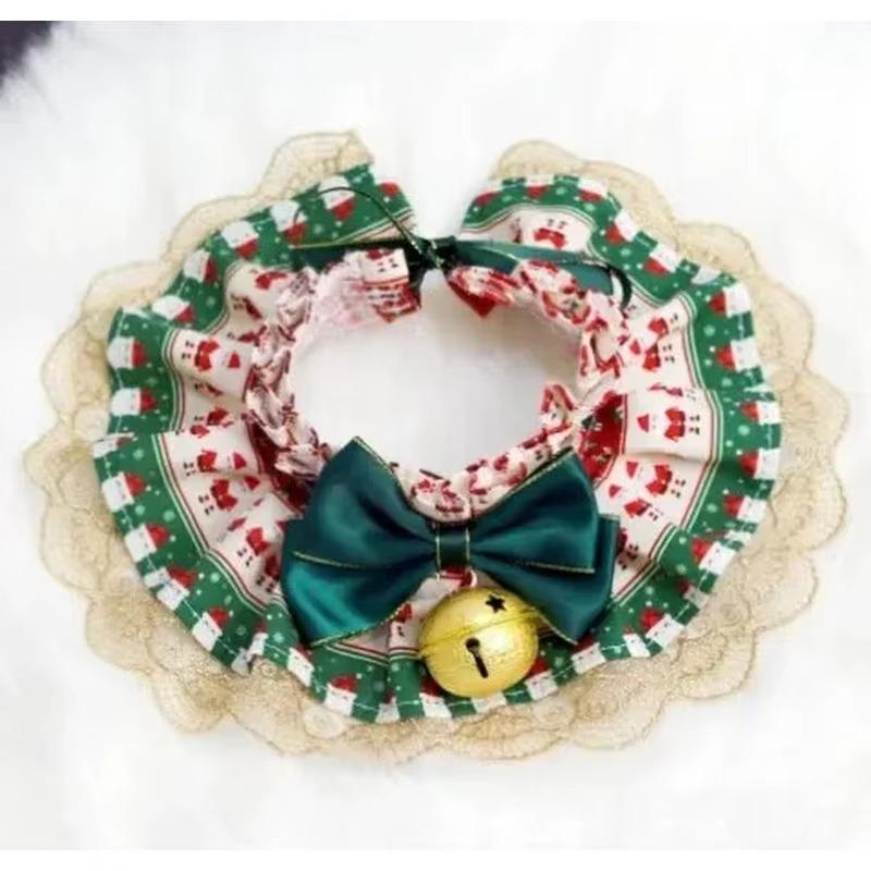 

Рождественский чокер для собак с принтом банданы, мягкий ошейник для кошек, хлопковые толстовки с капюшоном для домашних животных, наряд для маленькой собаки, ожерелье для декора, нагрудники для мопсов и щенков, аксессуары 8x12x2cm зелёный