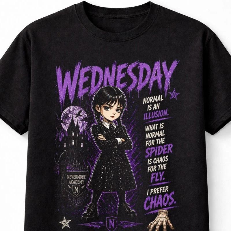 Wednesday Addams Nevermore Academy Gothic Quote Unisex TShirt S