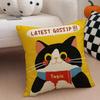 Cozy Cartoon Christmas Gift Cute Cat Cushion Cover Linen Pillow Case Soft Breathable Protective Couch Room Decoration