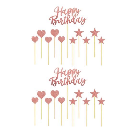 

22 шт., топперы для торта с блестками, пищевые многоразовые, компактные, потрясающий визуальный эффект, сверкающие украшения для торта, товары для вечеринок розового золота