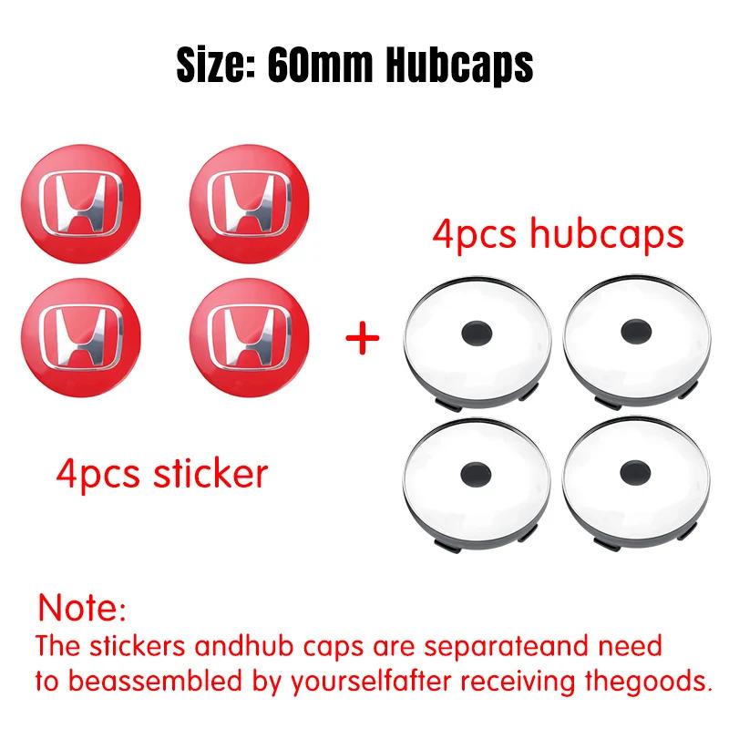 4pcs 56/60mm Car Wheel Center Cover Hub Caps Badge Auto Accessorie For Honda Mugen INSPIRE VTEC DOHC Modulo Vezel CITY CIVIC RR