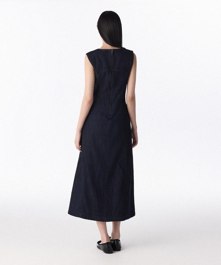 Musinsa Standard Woman Women'S Paneled Denim Maxi Dress [Deep Indigo]