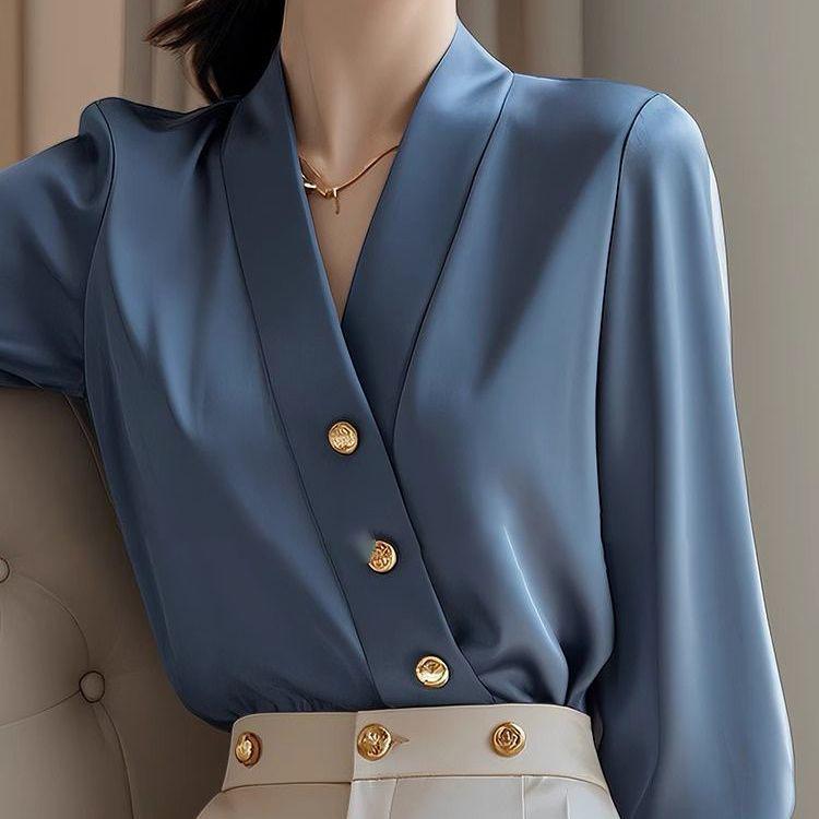 

Spring & Autumn Niche Simple Commuting Top + High-Waisted Slimming Beige Wide-Leg Pants Set L (Weight: 105-115 jin)