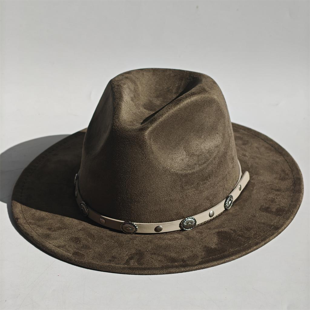 Military Green Suede Hats For Women Hats For Men Cowboy Hat Caps Western Cowboy Belt Bands Fedoras Chapeau Feutre Homme