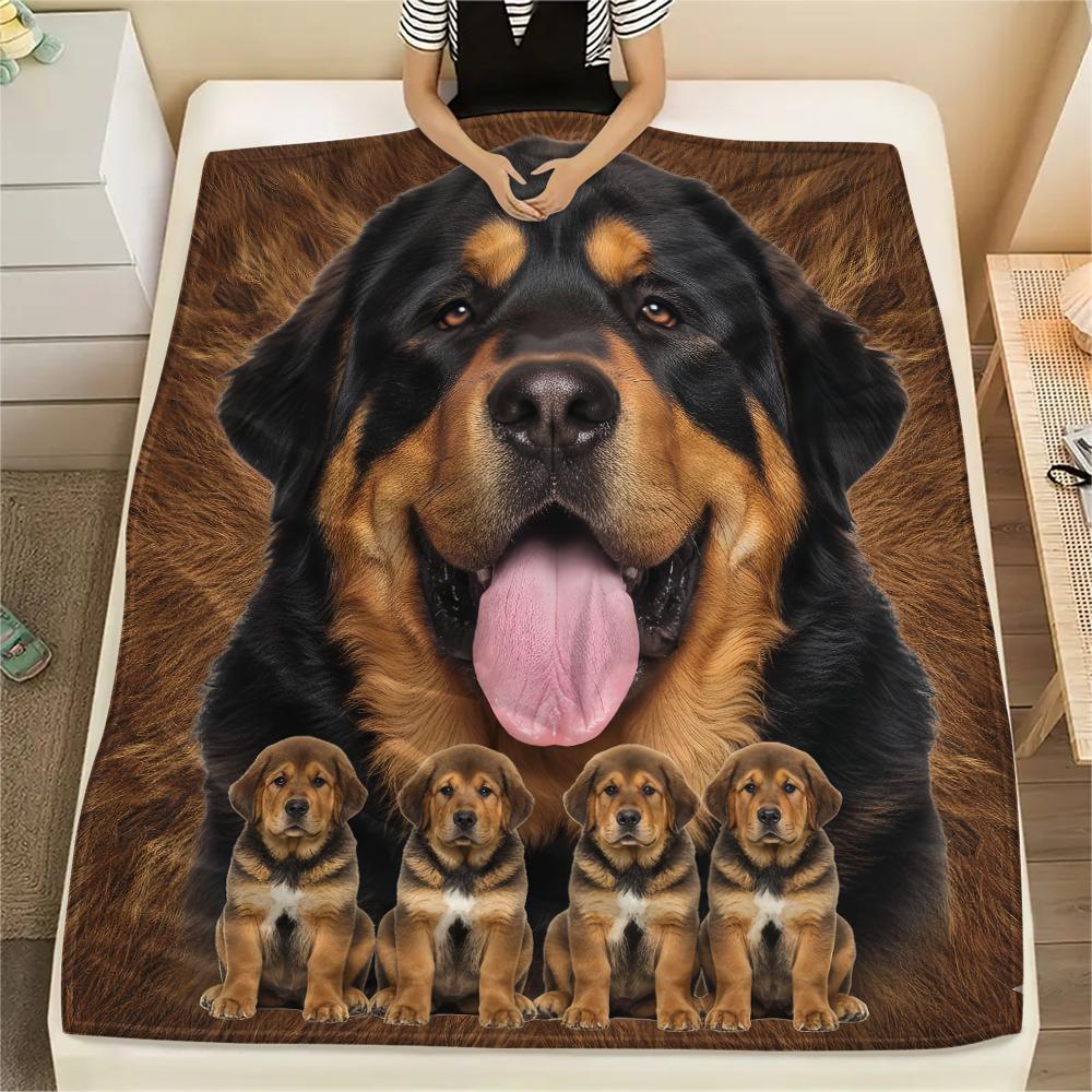 1Pc Tibetan Mastiff Dalmatian Print Flannel Blanket, High quality Comfortable for All Seasons, Home Decor, Warmth and Comfort, Perfect for Gifts