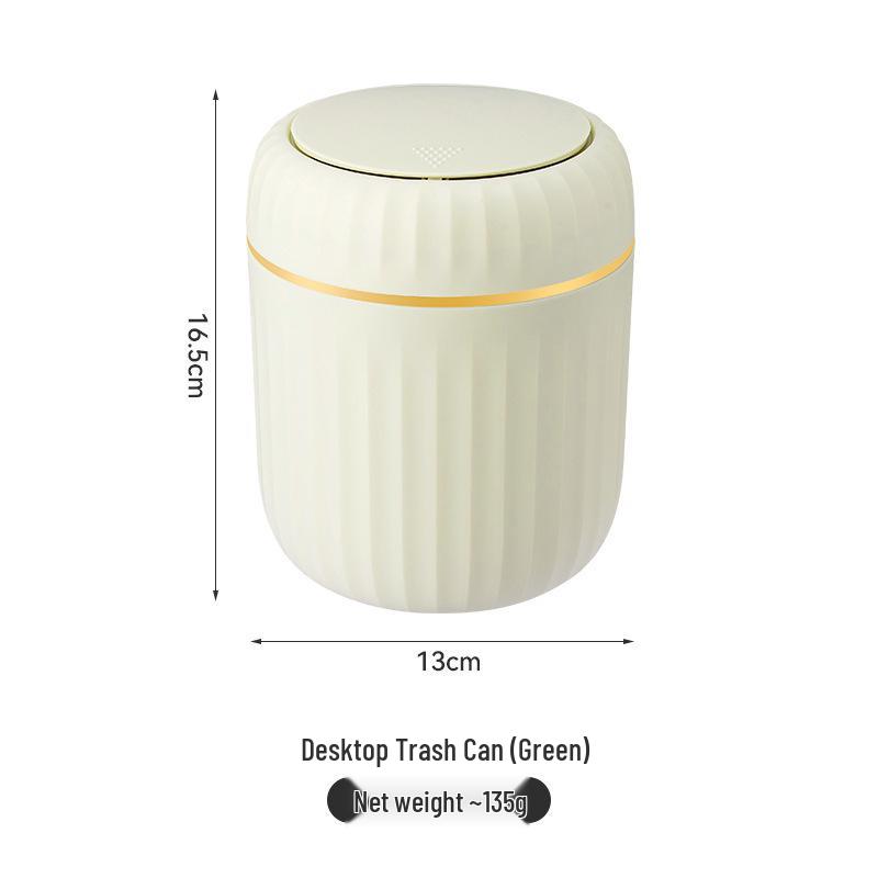 Elegant 26-Year Cross-Border Desktop Trash Can with Lid - Compact, Luxurious Storage Bin for Sundries & Paper
