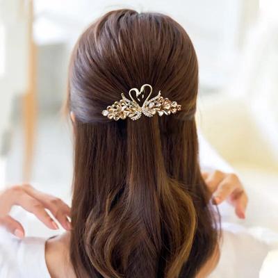 Neuartige Schwanen-Haarspangen, schöne goldfarbene Schwanen-Haarspangen, bunte Strass-Kopfbedeckung, Damen-Haar-Accessoires