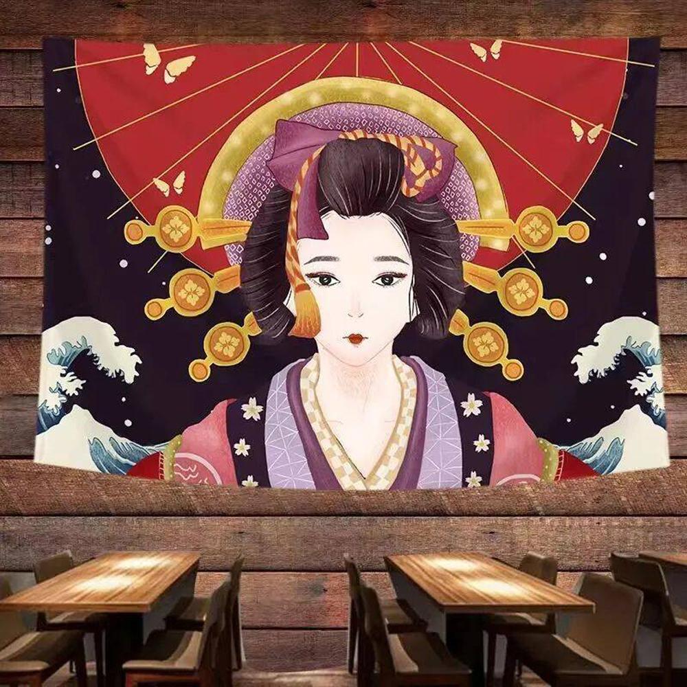 Japanese Ukiyoe Samurai Tapestry Wall Hanging Decorative Headboard for Bedroom Traditional Japanese Artistic Design