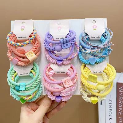 5 pezzi set carino scrunchie per bambina alto livello aspetto ragazza sorridente faccia amore elastico per capelli accessori per capelli