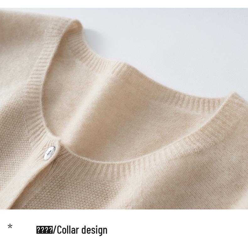 2026 Autumn/Winter Women's Pure Cashmere Round Neck Loose Knit Cardigan Sweater, Solid Color, Long Sleeve.
