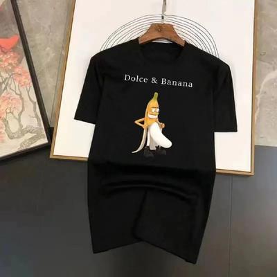 Dolce Banane Frucht Cartoon Print T-Shirt Herren Übergroß Kawaii Rundhals Oberteile Sommer Bequem Atmungsaktiv Damen Slim T-Shirts
