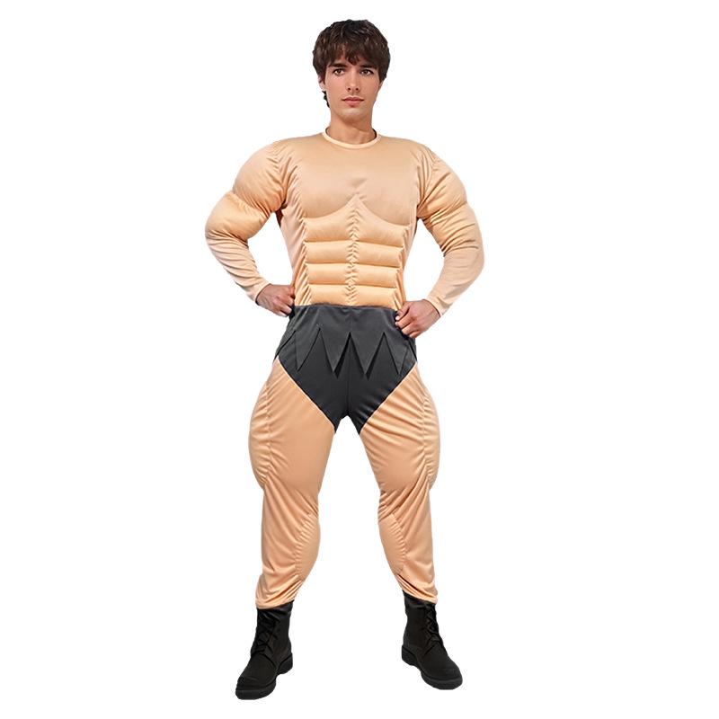 Children's Muscle Bodysuit Cosplay: 8-Pack Abs Halloween Costume with Fake Pectoral Muscles