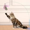 Cat Tease Toy with Suction Cup Interactive Cat Toy Press Lock Sticks on Floors Cat Wand Toy Flexible Steel Wire Cat Feather Toy