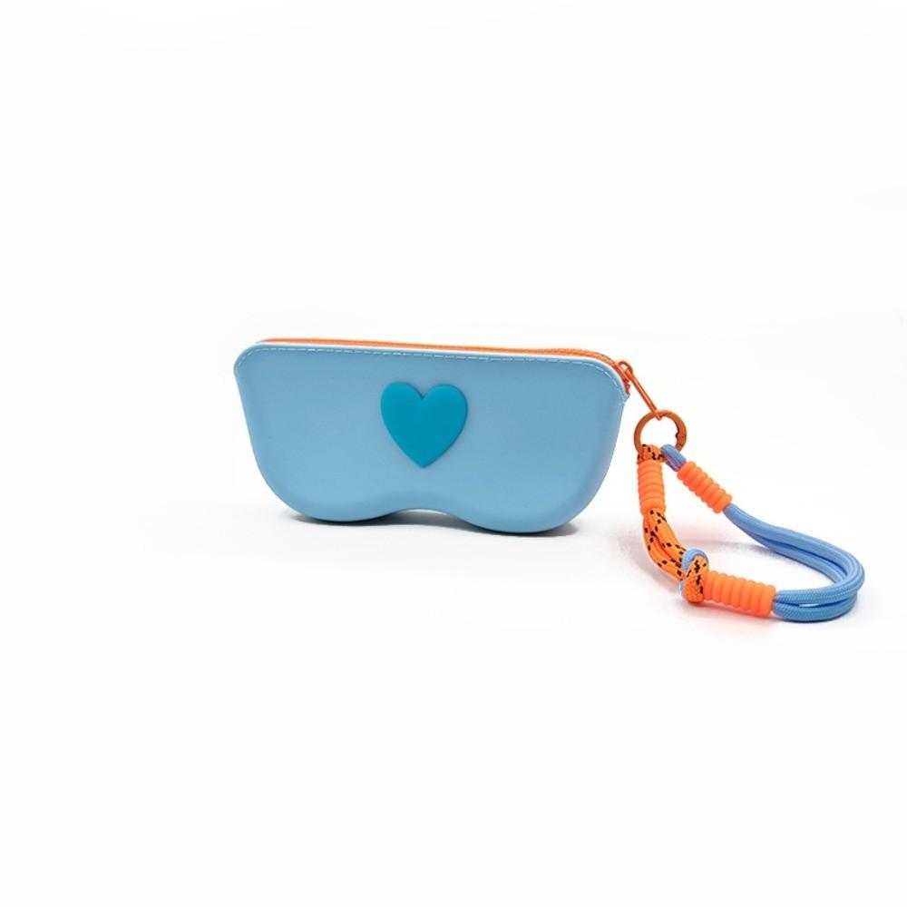 Love Heart Silicone Glasses Bag with Lanyard Dustproof Sunglasses Storage Bag Waterproof Multifunctional Glasses Box