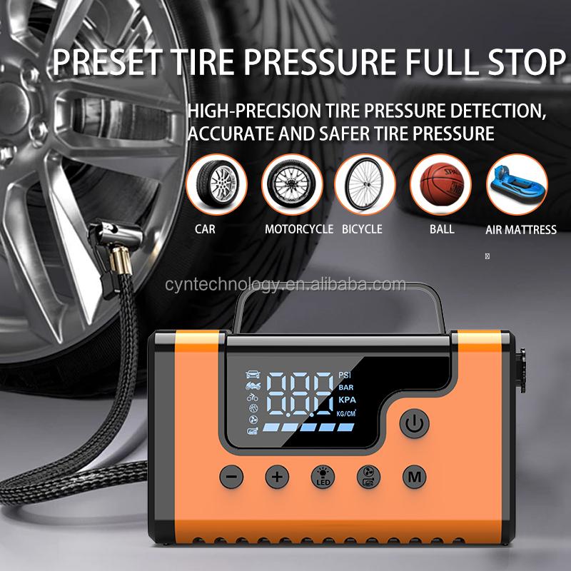 8-in-1 Emergency Car Jump Starter 6000A Built-in Air Compressor/Vacuum Cleaner/Blower/Strobe Warning Light/Digital Display