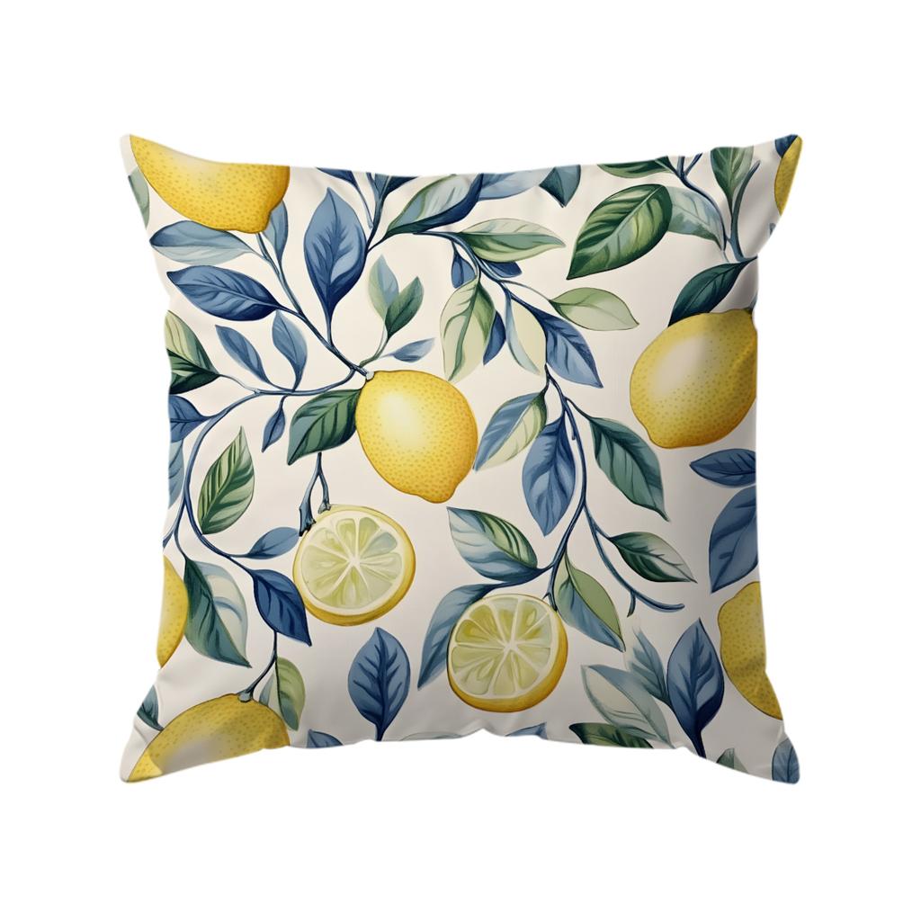 Home Decor Floral & Lemon Patterned Throw Pillow Covers Pattern Cushion Cover Suitable for Sofa Bedroom Car Pillow Cover