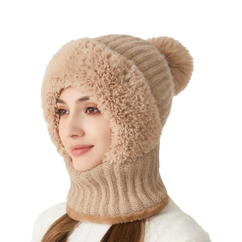 1Pc All-in-one Outdoor Hiking Winter Acrylic Fiber Warm Face and Neck Cover Plush Knitted Hat Cycling