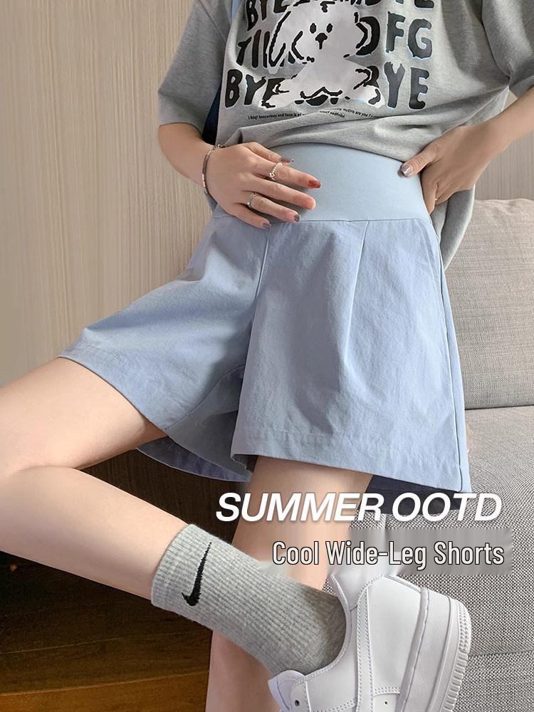 2026 Summer Maternity Wide-Leg Shorts - Lightweight Casual Wear for Petite Women