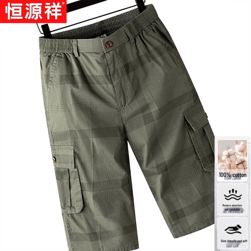 

Hengyuanxiang Men s Cotton Plaid Casual 3/4 Shorts XL
