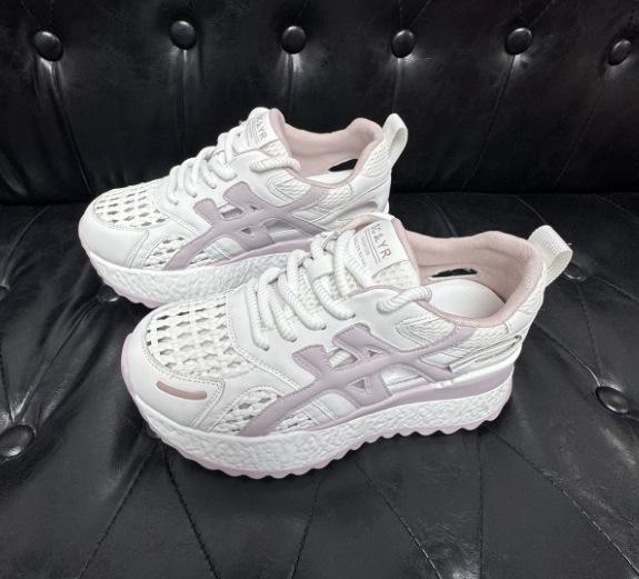 Thick-soled height-increasing small Forrest Gump shoes women's summer new casual fashion versatile lightweight woven through-mesh women's shoes