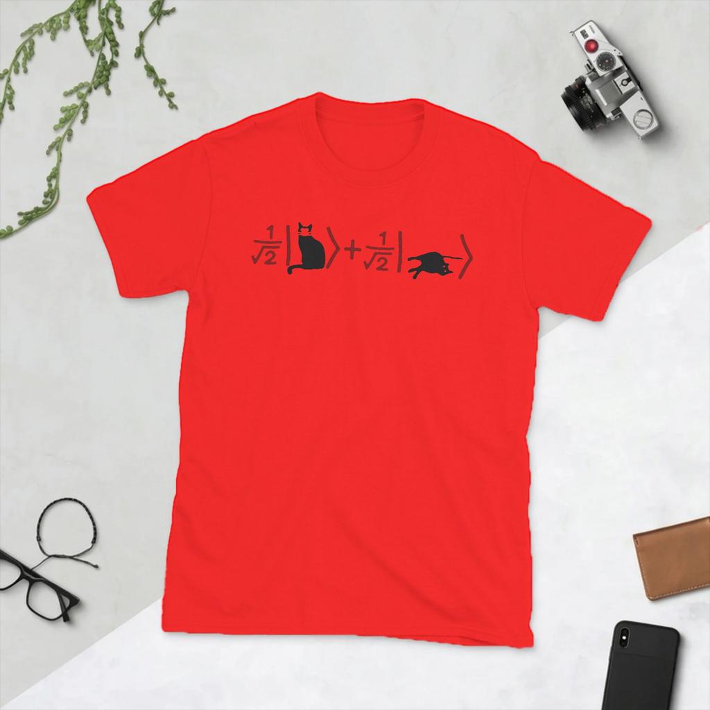 Unisexs Schrdingers Cat Math Science T Shirts 100 Cotton Tops Funny Short Sleeve Crewneck Tee Shirt Summer TShirt