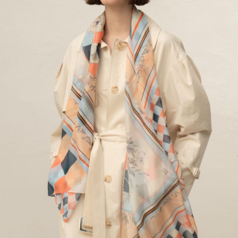Saint Luxure Long Scarf Silk Chiffon Puzzle SL21SLNPZ