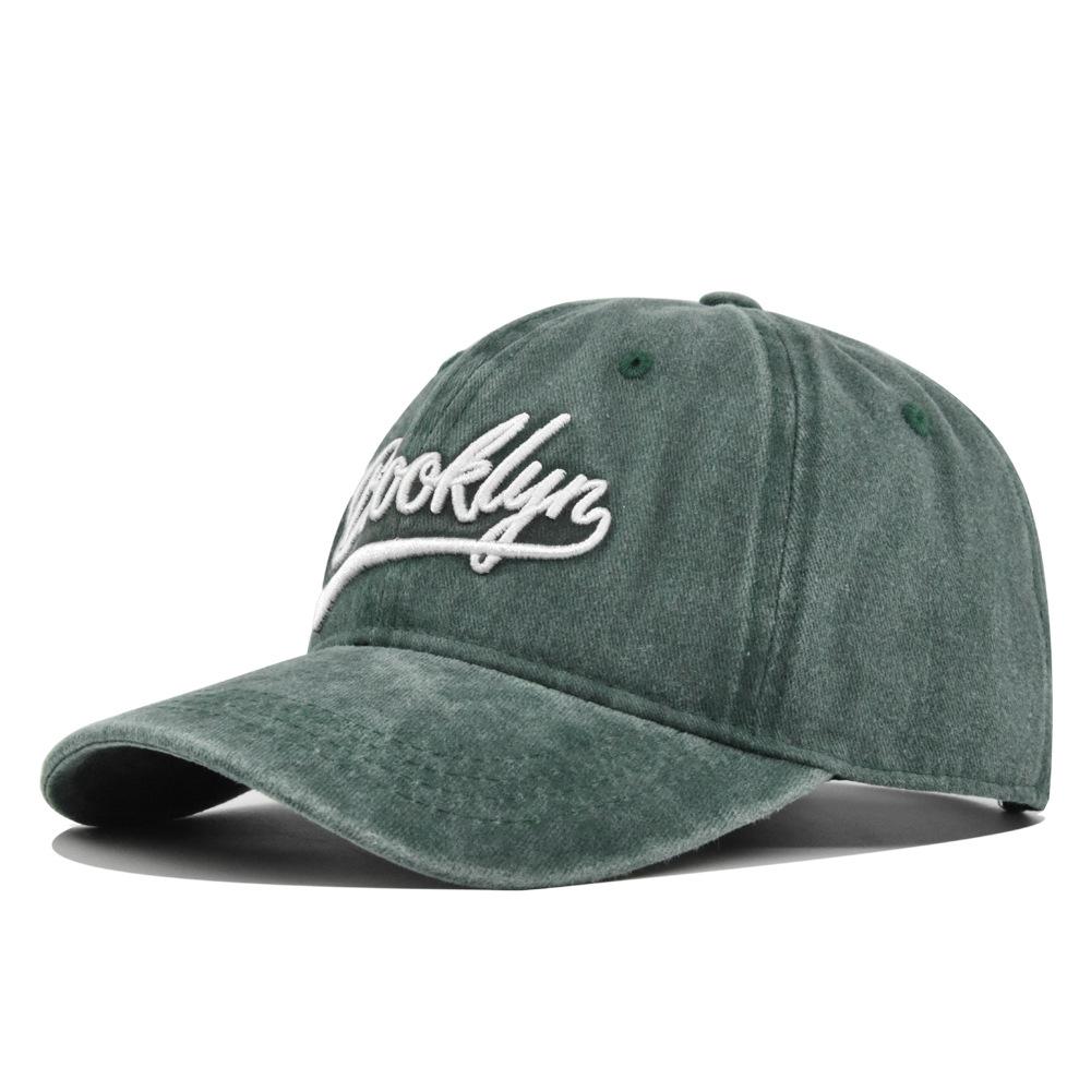 

Unisex Snapback Hat Hip Hop Retro Casual Dad Hat for Men Women Sport Gift Vintage Washed Cotton Baseball Cap Embroidery Brooklyn Adjustable зелёный