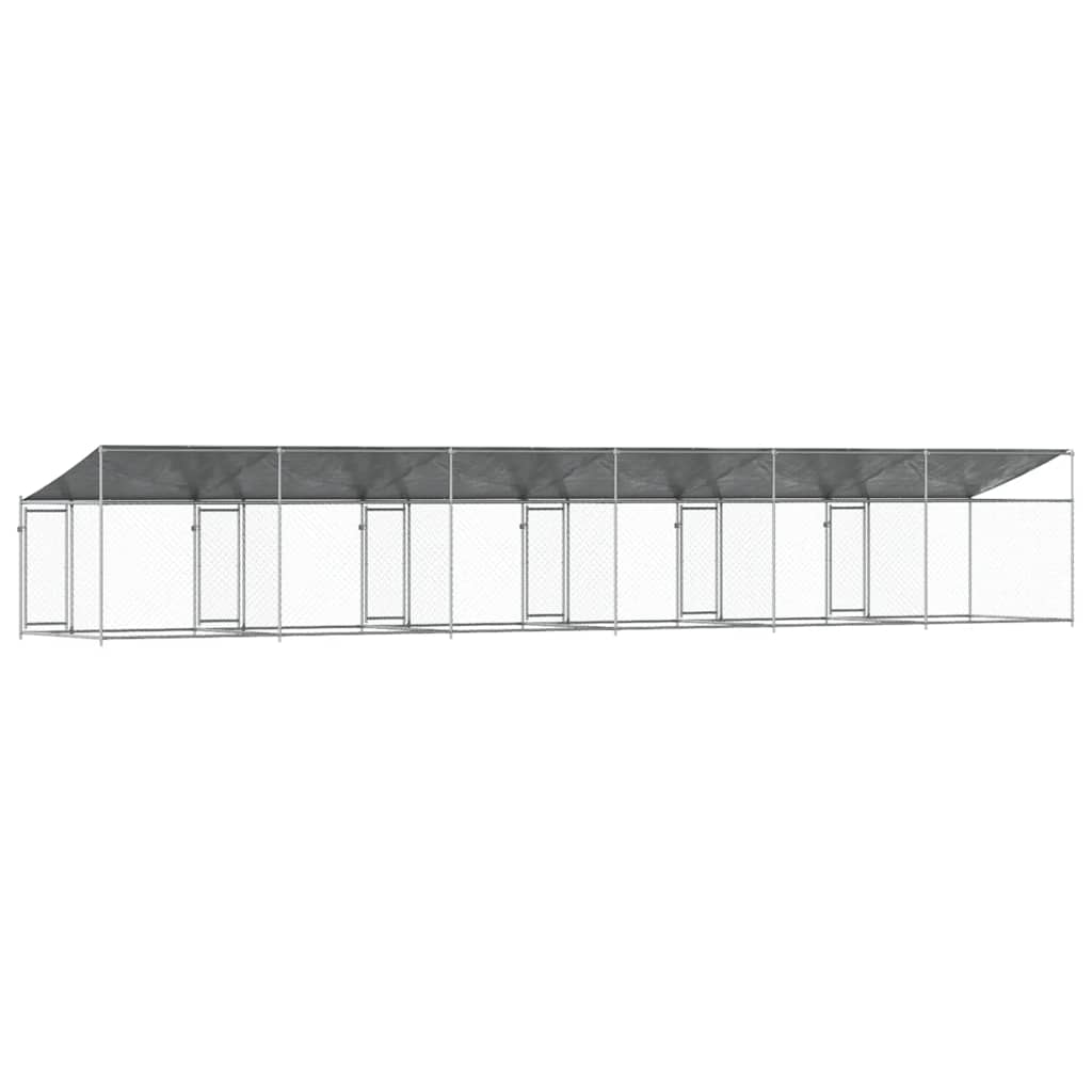 Vidaxl Dog Cage, With Roof and Door, Grey, 12X2X2 M, Steel