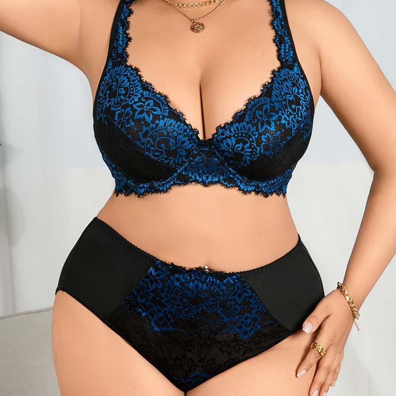 European and American Fat Girls Large Size Pattern Adjustment Sexy Gathered Comfortable Push-up Underwear Bra Set