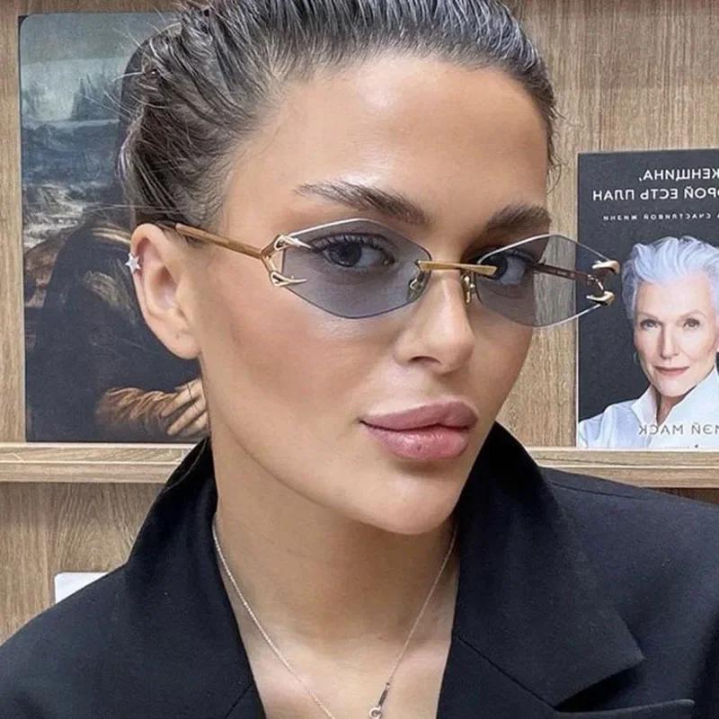 Frameless Hook Trendy Sunglasses Square Women Men Retro Sun Glasses Designer Eyewear UV400 Shades Oculos Female Gafas