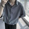 Ice Silk Shirt Men's Short-sleeved Summer Thin Section Tassel Handsome Drape Shirt Loose Three-quarter Sleeve Inch Shirt