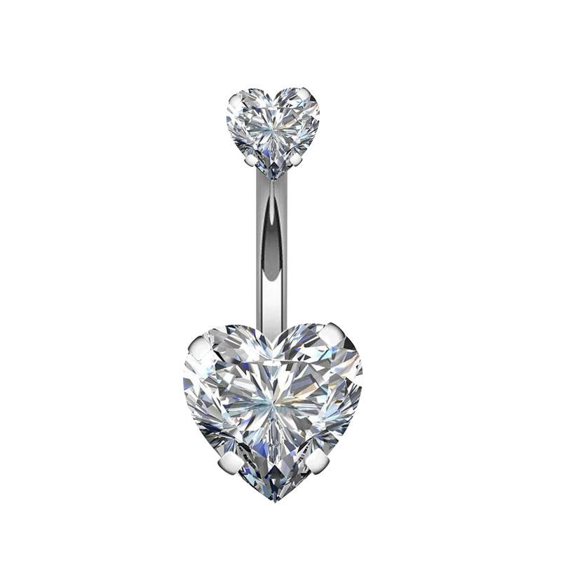 Doppelherz Form Edelstahl Bauchnabelpiercing Stecker Schmetterling Zirkon Hänger Bauchpiercings mit Körperpiercing Eingelegt für Hochzeiten