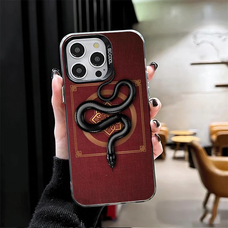 Schwarze Schlangen-Doodle Stoßfeste Handyhülle für iPhone 17 Air 16 16E 15 Pro Max 14 Plus 13 Mini 12 Rückseite Anti-Fall Fundas