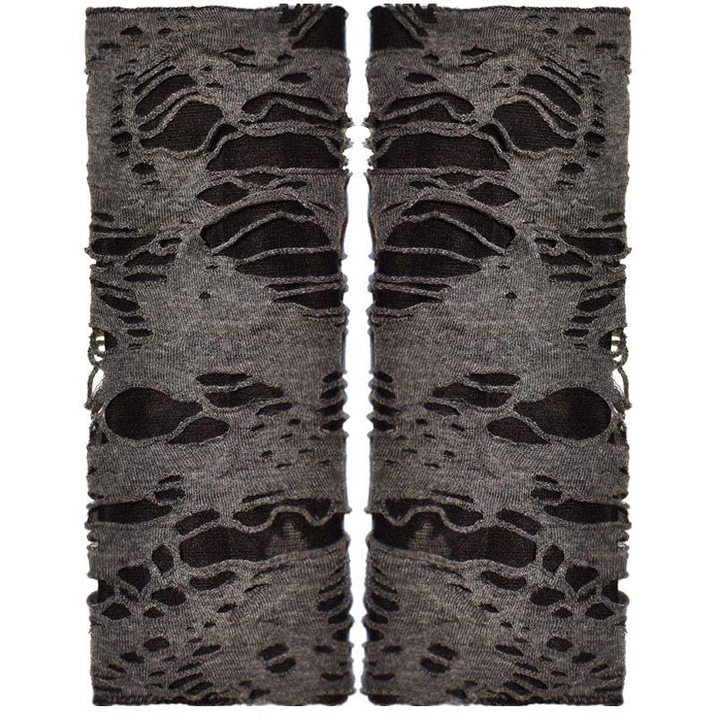 

Ripped Gothic Steam Y2g Halloween Yabi Gloves Grey distressed gloves