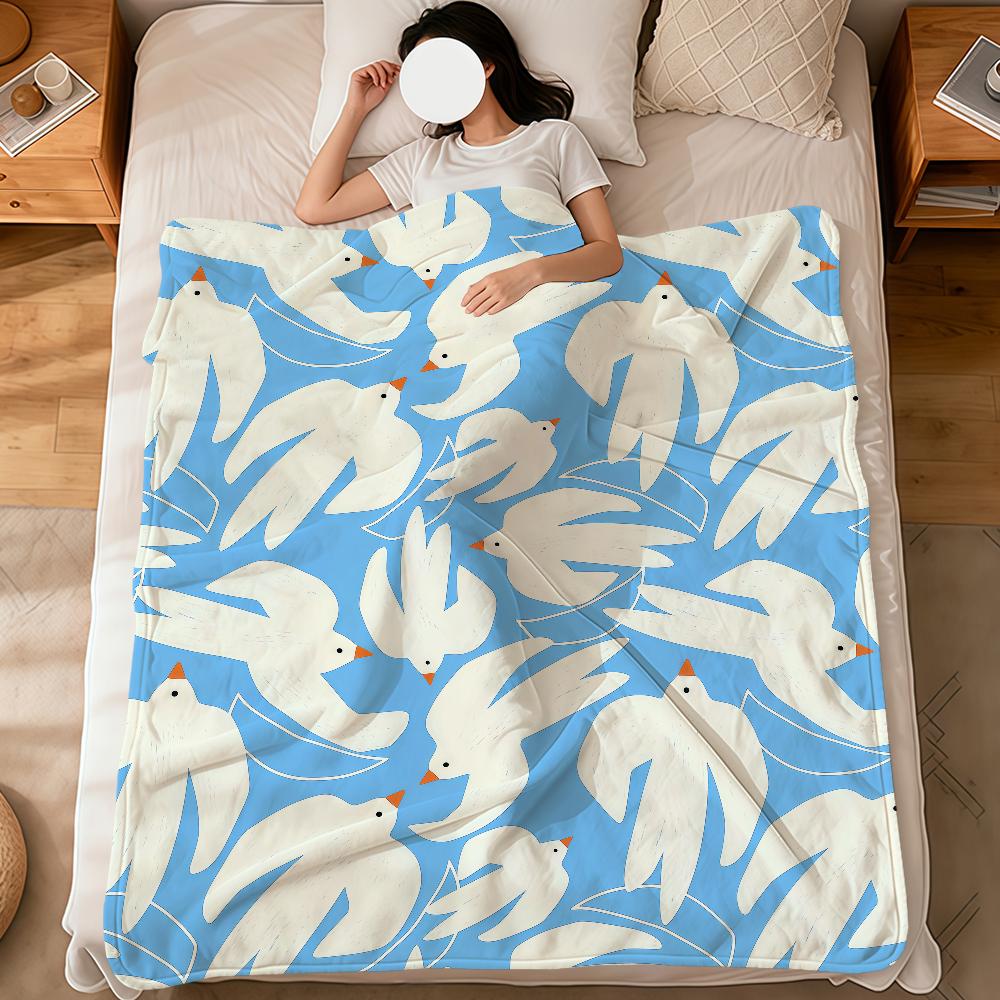 

Color fashion versatile modern seagulls bird soft warm plush blanket dorm sofa living room pet hogar bed gift nap home Flannel 75x90cm