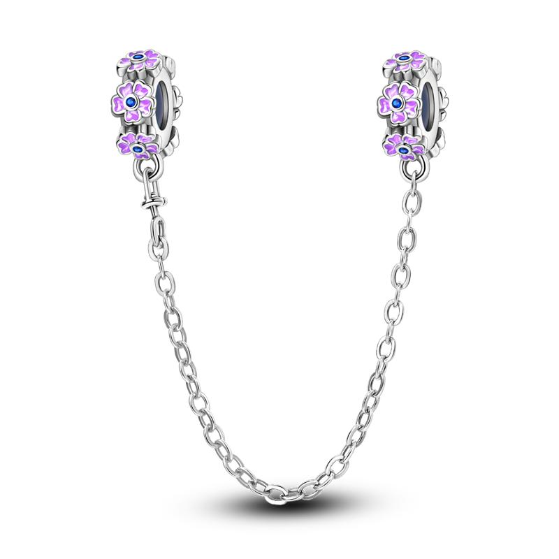 925 Silver Butterfly Safety Chain with Zirconium Charms Beads for DIY Bracelet Jewelry Gift